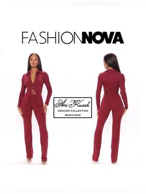 Fashion Nova “Dream Lover” Ribbed Pant Set